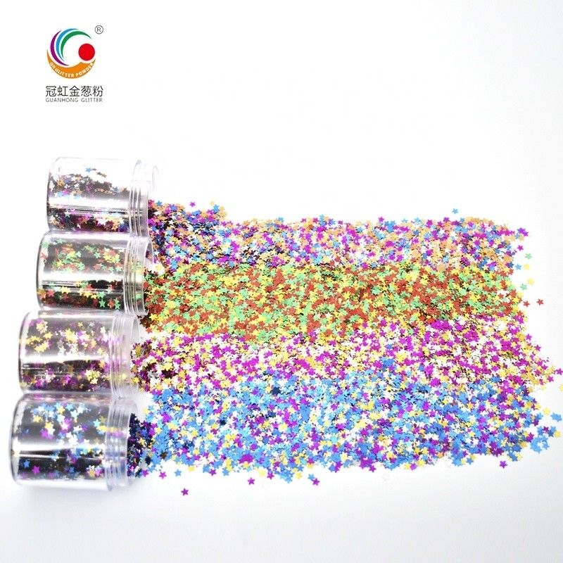 Kerajinan Mica PET Glitter Powder Bintang Berwarna Campuran Untuk Dekorasi Natal Lip Gloss