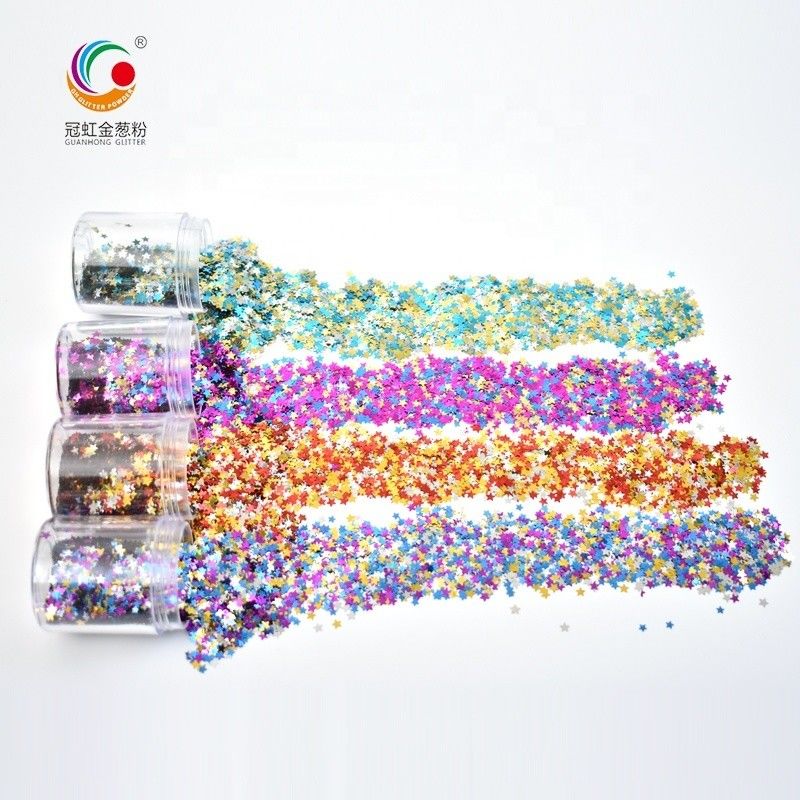 Kerajinan Mica PET Glitter Powder Bintang Berwarna Campuran Untuk Dekorasi Natal Lip Gloss
