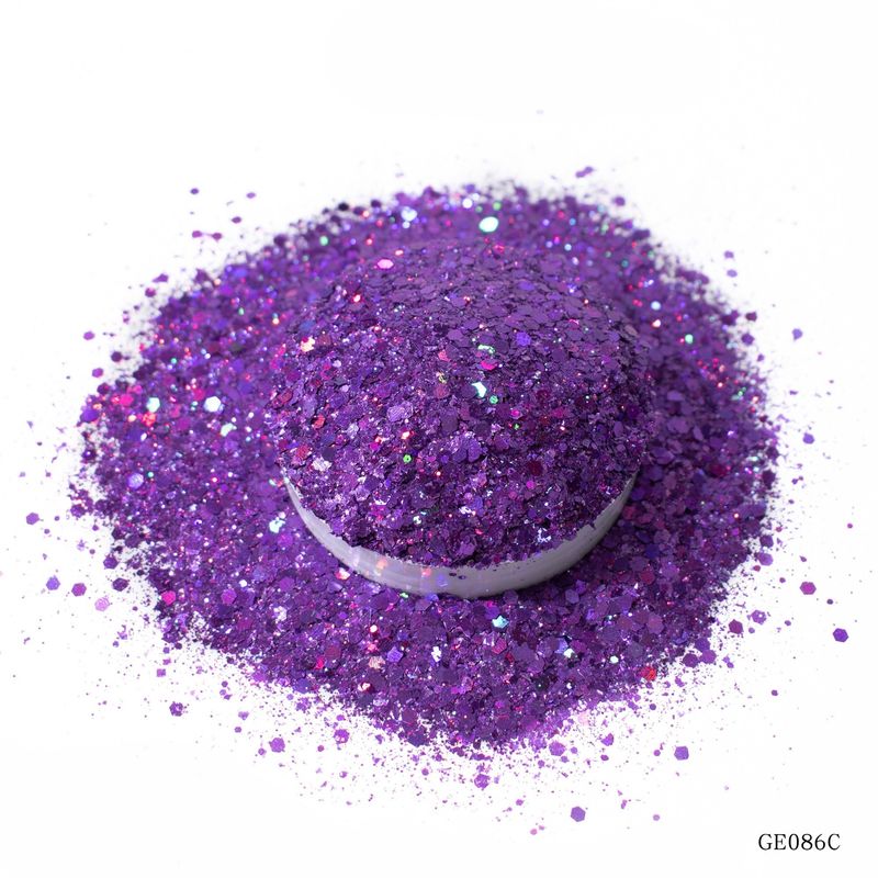 Fine Holographic Rainbow Chunky Glitter Mix Laser Powder Untuk Dekorasi Halloween Tubuh
