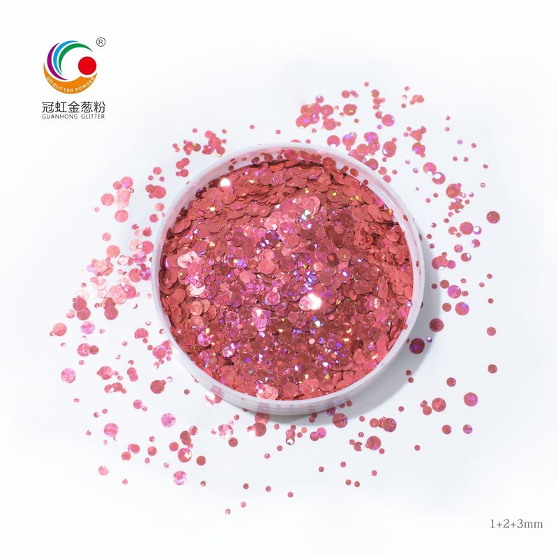 3mm Starry Heart Round Body PET Glitter Powder Untuk Dekorasi Pernikahan