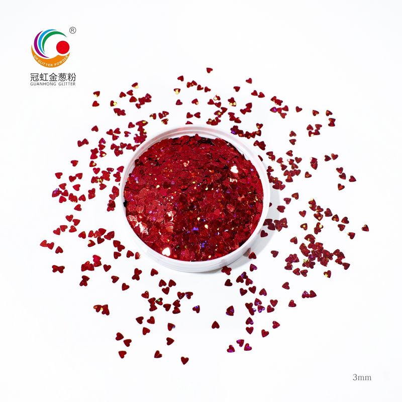 3mm Starry Heart Round Body PET Glitter Powder Untuk Dekorasi Pernikahan