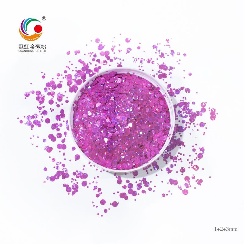 3mm Starry Heart Round Body PET Glitter Powder Untuk Dekorasi Pernikahan