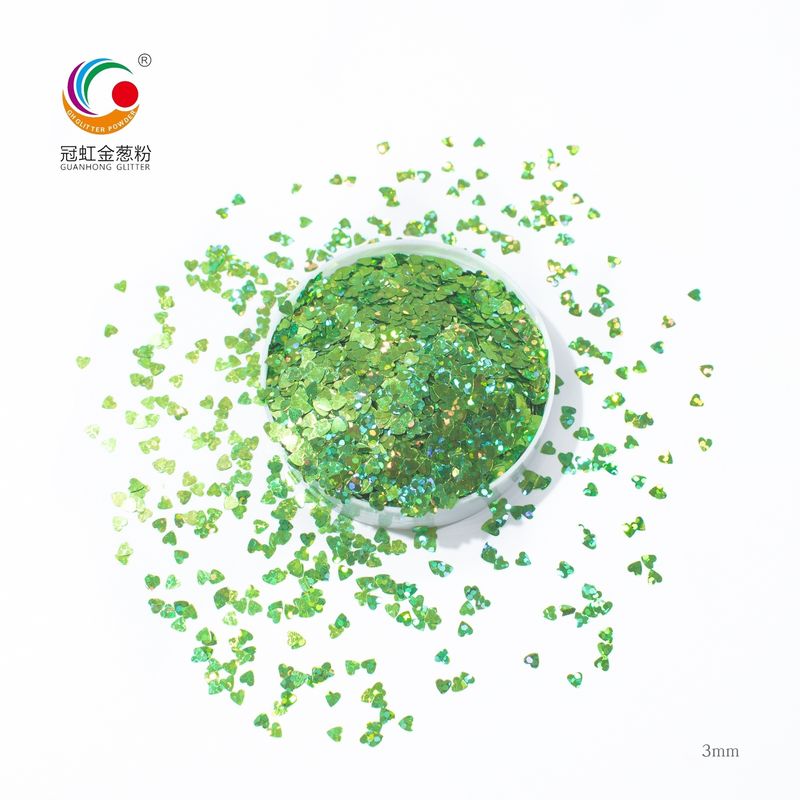 3mm Starry Heart Round Body PET Glitter Powder Untuk Dekorasi Pernikahan
