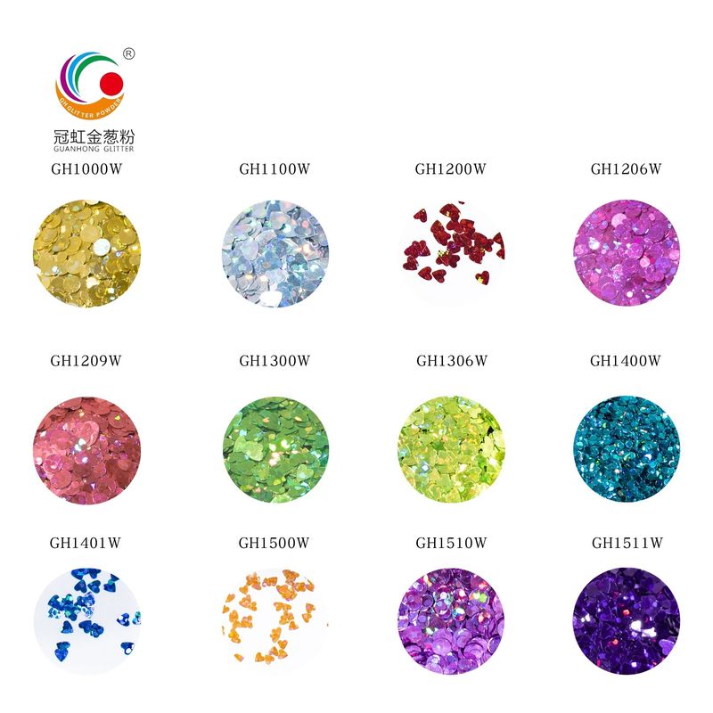 3mm Starry Heart Round Body PET Glitter Powder Untuk Dekorasi Pernikahan