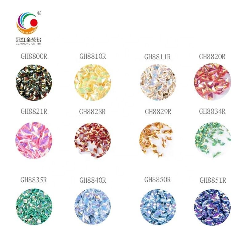 Makeup Multicolor Berlian Glitter debu Pigmen 3D Prismatik Bintang Chunky Berkilau Bubuk