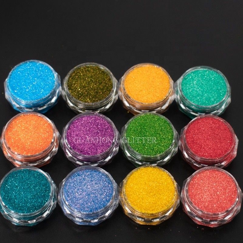 Halloween Solvent Resistant Aurora Chunky Polyester Glitter Powder Untuk Cat Coating Ink