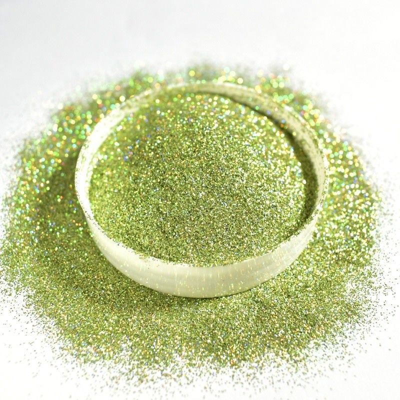 Laser Iridescent Green Chunky Solvent Resistant Glitter Ramah Lingkungan Untuk Tinta Pencetakan Tubuh