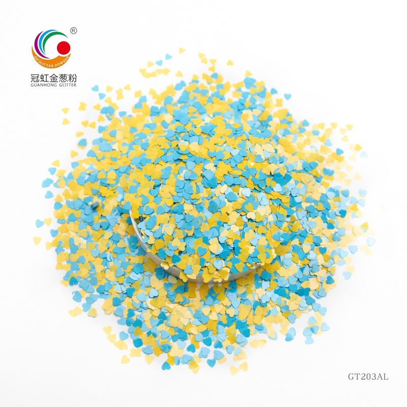 Kosmetik Bebas halus PET Konfetti Chunky Glitter Warna Campuran Pigmen Berbentuk Hati