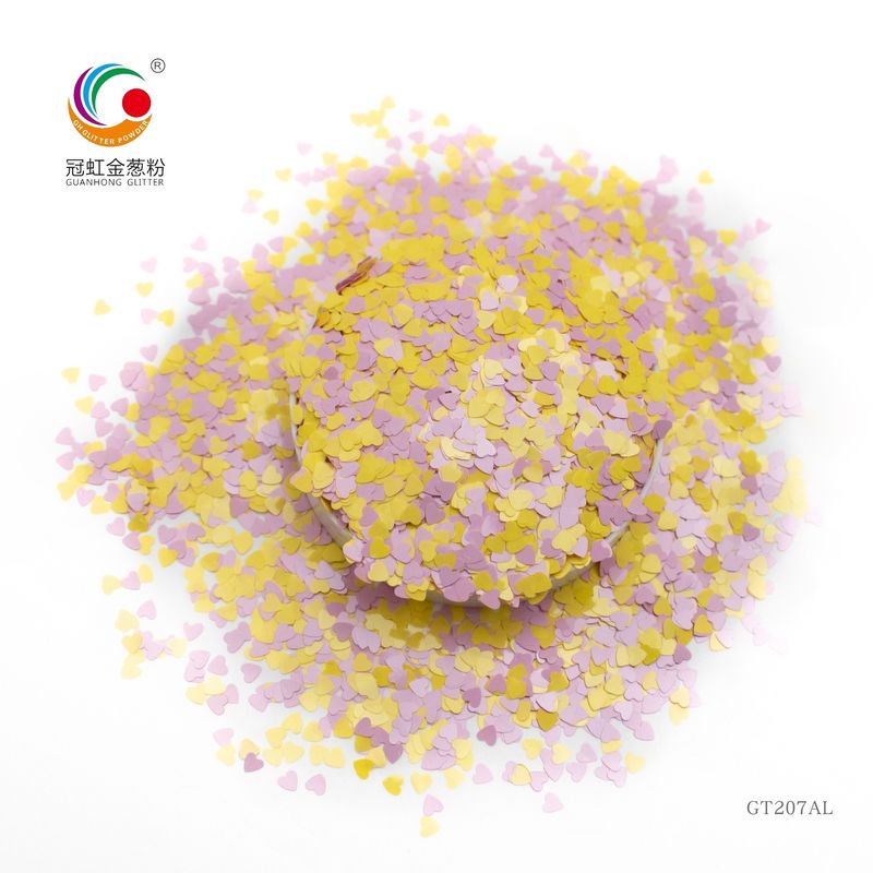 Kosmetik Bebas halus PET Konfetti Chunky Glitter Warna Campuran Pigmen Berbentuk Hati