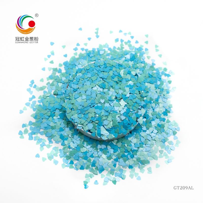 Kosmetik Bebas halus PET Konfetti Chunky Glitter Warna Campuran Pigmen Berbentuk Hati