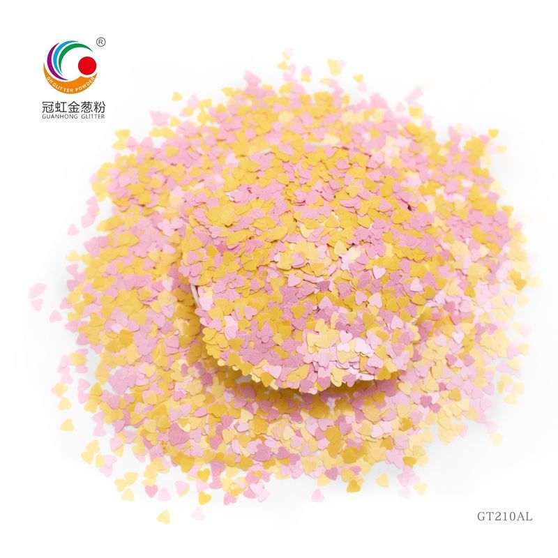 Kosmetik Bebas halus PET Konfetti Chunky Glitter Warna Campuran Pigmen Berbentuk Hati