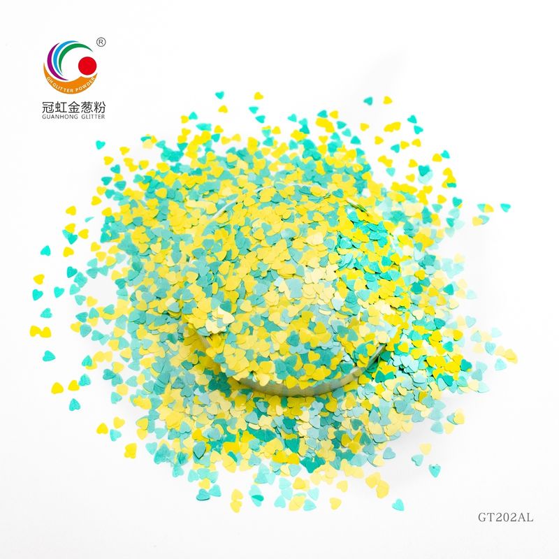 Kosmetik Bebas halus PET Konfetti Chunky Glitter Warna Campuran Pigmen Berbentuk Hati