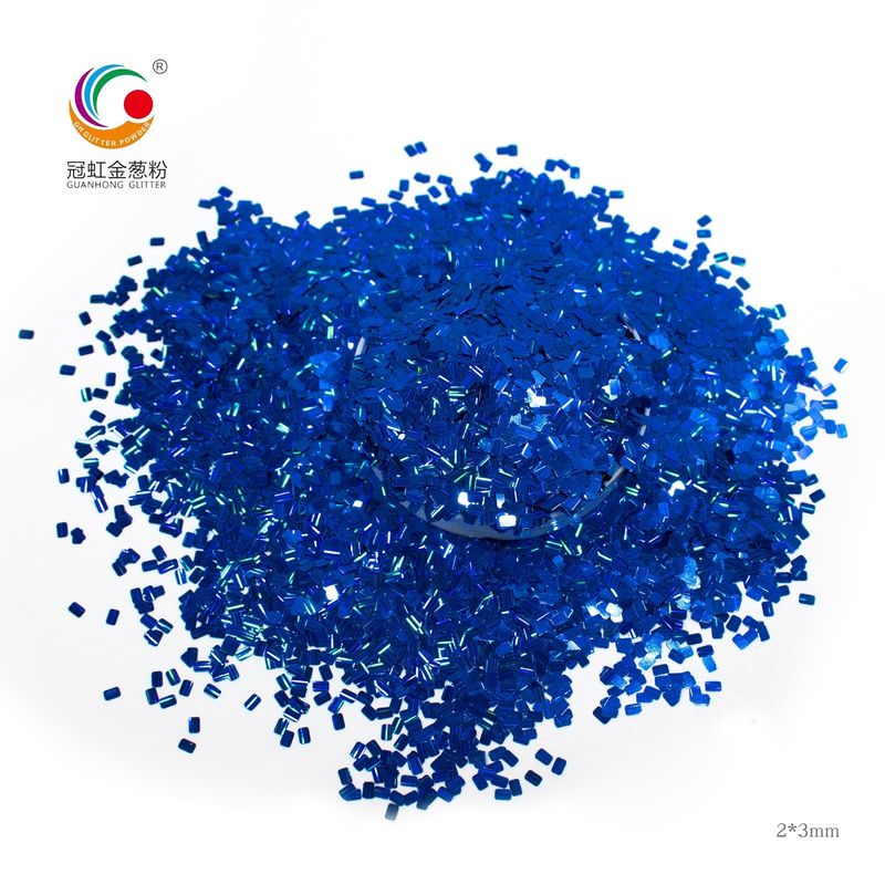 Royal Blue Polyester Lolos Chunky Bulk Holographic Glitter Sparkle Untuk Kerajinan Kosmetik PET