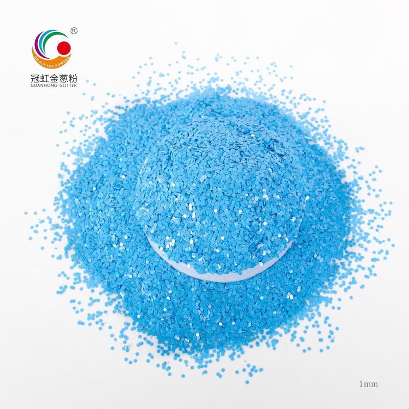 1mm Bulk Blue Eco Friendly PET Solvent Resistance Glitter Chunky Round Untuk Kerajinan